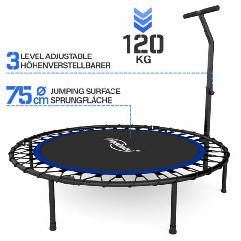 Fitness trampoliini 110 cm kahvatangolla – Minitrampoliini kotitreeniin, sininen