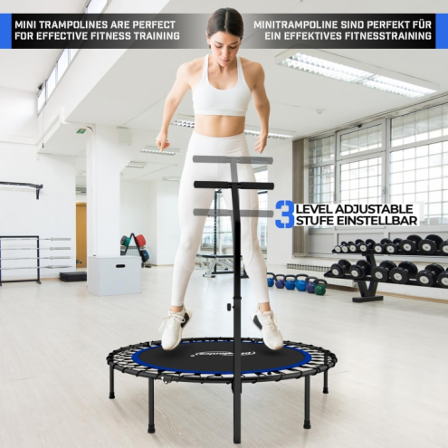 Fitness trampoliini 110 cm kahvatangolla – Minitrampoliini kotitreeniin, sininen