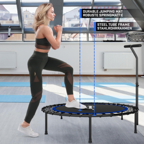 Fitness trampoliini 110 cm kahvatangolla – Minitrampoliini kotitreeniin, sininen