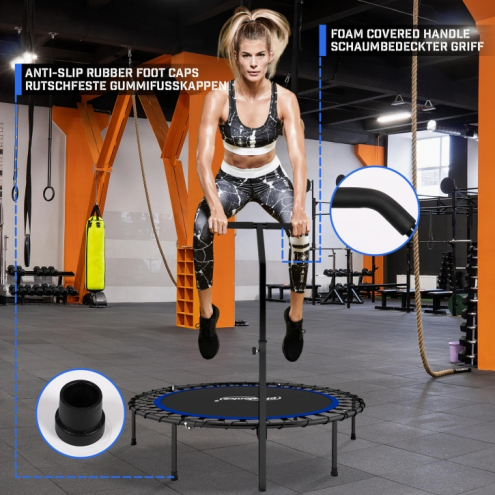 Fitness trampoliini 110 cm kahvatangolla – Minitrampoliini kotitreeniin, sininen
