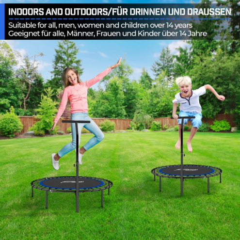 Fitness trampoliini 110 cm kahvatangolla – Minitrampoliini kotitreeniin, sininen