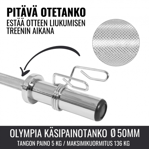 Olympia EZ Mutkatanko 120cm ja Käsipainotangot 51cm + Levypainot Ø 50/51mm