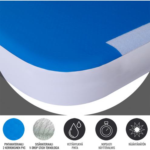 AirTrack Ilmavolttirata 500x100x10cm 2-Kerroksinen PVC Sininen/Valkoinen