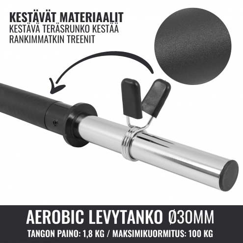 Aerobic Levytanko Jousilukoilla 130cm, Ø 30mm, 2kg Musta/Kromi