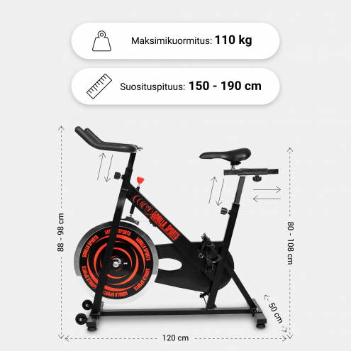 Säädettävä Spinningpyörä 13kg Vauhtipyörällä Portaaton Vastuksen Säätö