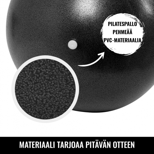 Pilatespallo 22cm, Harjoituspallo ja Pumppu, Musta