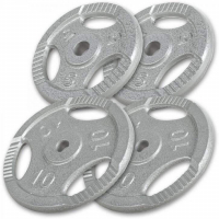 OUTLET! Levypainot 2x5kg 2x10kg, 30mm Rautaiset Levypainot Otekahvoilla, Harmaa