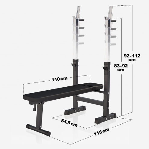 OUTLET! LUE TUOTETIEDOT! Säädettävä Punnerruspenkki Dippikahvoilla 118x54,5x92-112cm Max. 200kg Musta