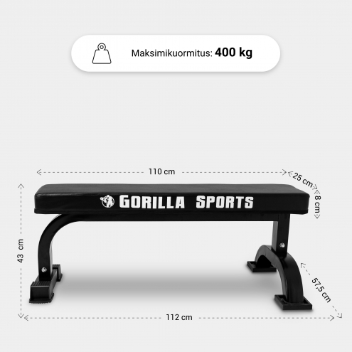 OUTLET! Heavy Duty Harjoituspenkki / Tasapenkki  112x57,5x43cm Max. 400kg Musta, LUE KUVAUS!