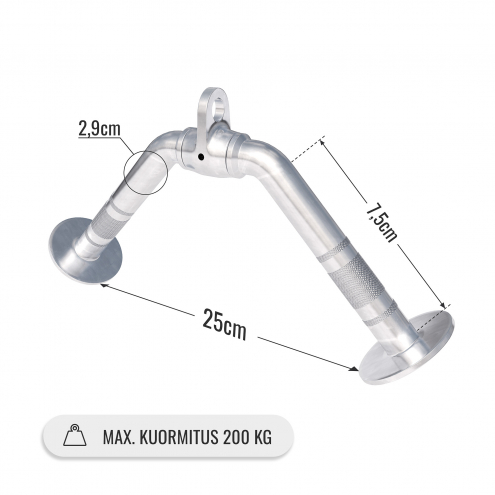 Pyörivä Ergo-Kahva / V-Tanko Taljaan 35cm, 2kg, Max. 200kg Kromi