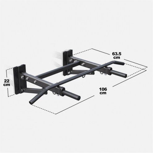 Taitettava Leuanvetotanko Seinään, 63,5x106x22,5cm, Max. 300kg, Musta