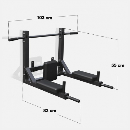 4in1 Leuanvetotanko Seinään 102x83x55cm Max. 300kg Musta