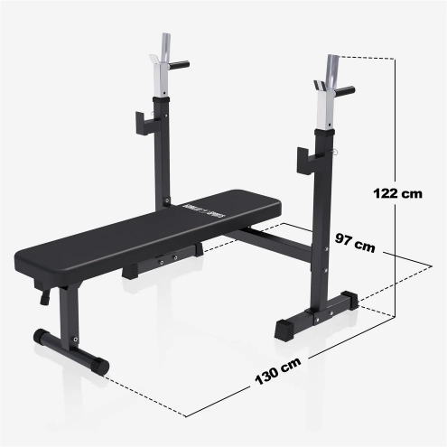 Taitettava Painonnostopenkki Musta + Vinyylinen Levytankosarja 40kg