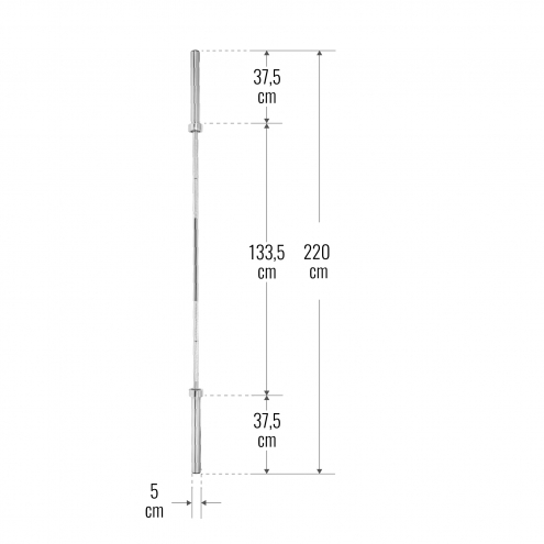 OUTLET! VAIN NOUTO! Olympia Levypainotanko Jousilukoilla 220cm, Ø 50mm, 20kg Kromi