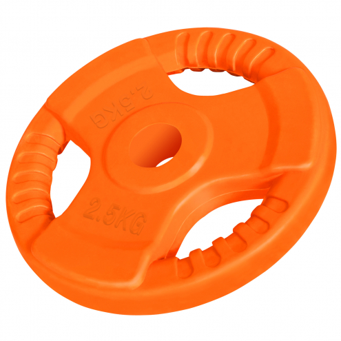 YKSITTÄISKAPPALE! Kumipinnoitteinen Levypaino 2,5kg, 30mm Rautainen Levypaino Otekahvoilla, Oranssi