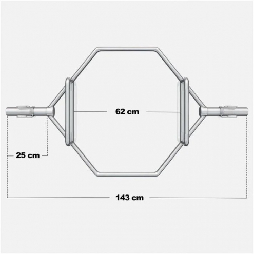 Trap Bar Tanko / Maastavetotanko Jousilukoilla Ø 50mm, 25kg Kromi Trap Bar Tanko / Maastavetotanko Jousilukoilla Ø 50mm, 25kg Kromi