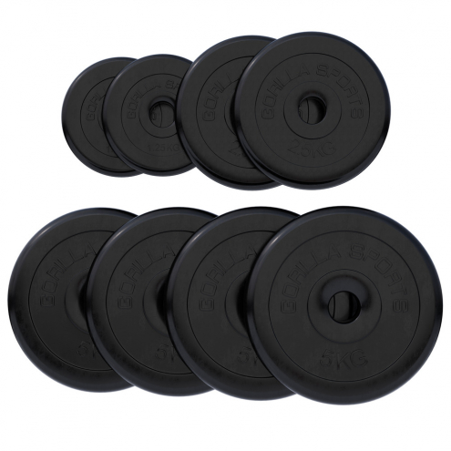 Levypainot 2x1,25kg 2x2,5kg 4x5kg, 30mm Kumiset Levypainot, Musta