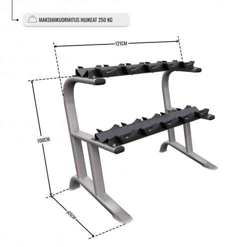 Pro-Sarjan Käsipainoteline 2-Tasoinen 121x65x100cm Max. 250kg Harmaa