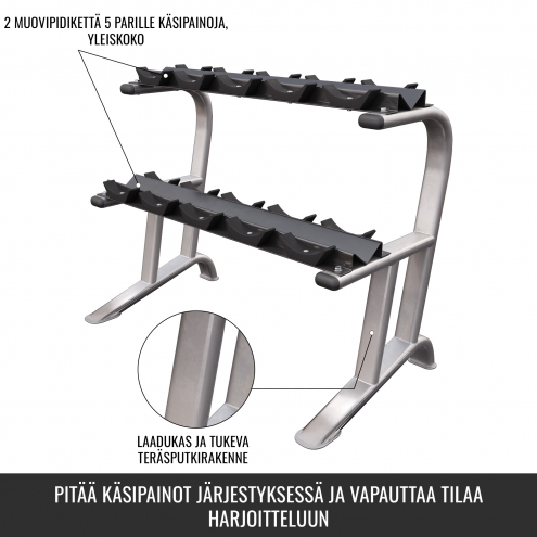 Pro-Sarjan Käsipainoteline 2-Tasoinen 121x65x100cm Max. 250kg Harmaa