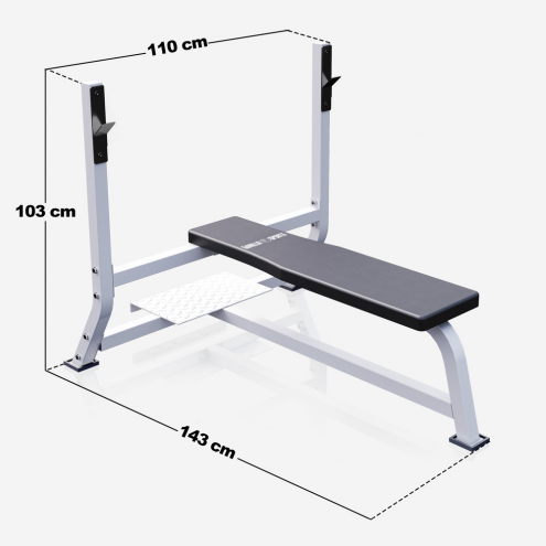 Leveä Painonnostopenkki / Punnerruspenkki 143x110x103cm Max. 250kg Valkoinen