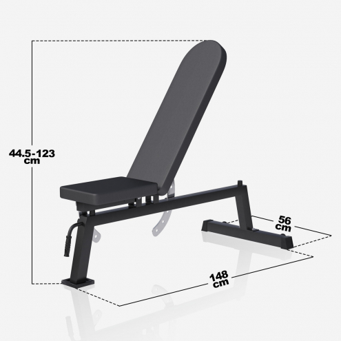 PRO 2.0 Säädettävä Vinopenkki Pyörillä 148x56x44,5-123cm Max. 250kg Musta