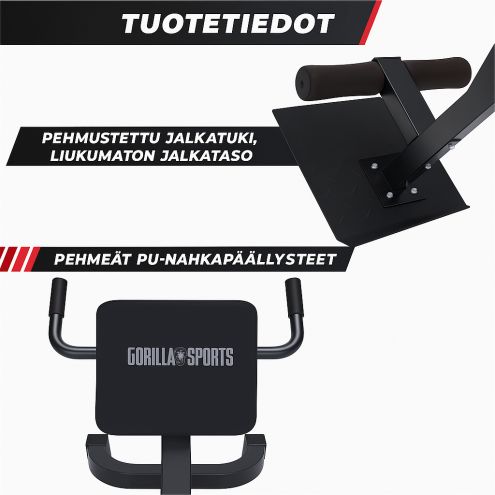 Säädettävä Selkäpenkki / Selkälihaslaite Tukikahvoilla 128x56x78-86cm Musta