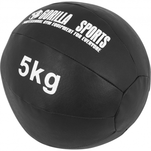 Gorilla Sports Wall Ball setti 55 kg, Musta keinonahka, 1 - 10 kg