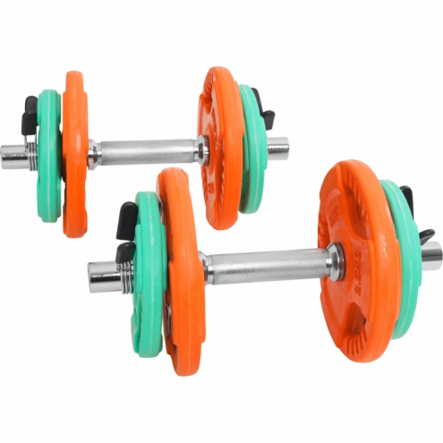 Säädettävät käsipainot 20kg Olympia 30mm jousilukoilla Säädettävät käsipainot 20kg Olympia 30mm jousilukoilla