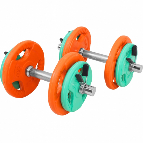Säädettävät käsipainot 20kg Olympia 30mm jousilukoilla Säädettävät käsipainot 20kg Olympia 30mm jousilukoilla