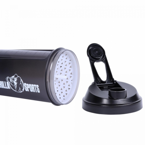 Gorilla Sports Shaker Lokerolla 500ml, 20.5x10cm, 100% BPA/DEHP-vapaa, Musta/Punainen