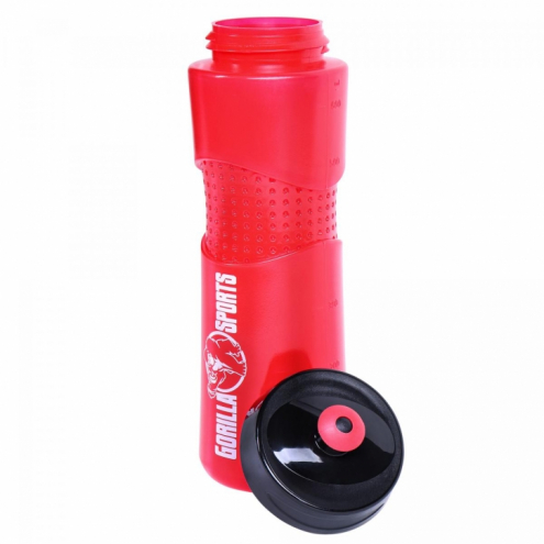 Gorilla Sports Juomapullo 650ml, 24x7.5x7.5cm, 100% BPA/DEHP-vapaa Musta/Punainen
