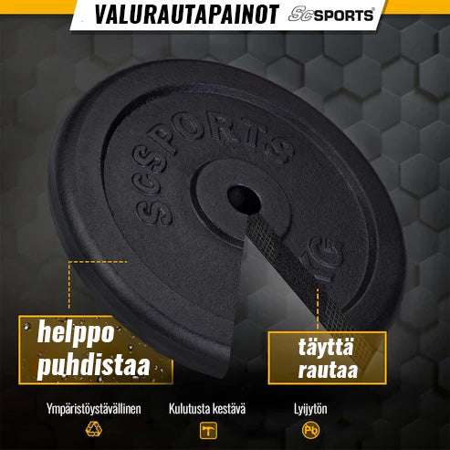 Valurautaiset levypainot 30/31 mm, 20–120 kg