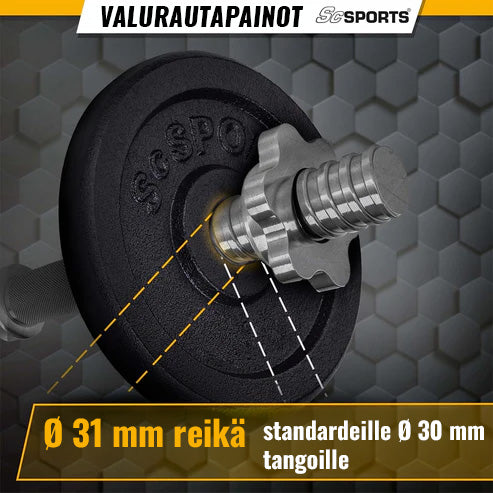 Valurautainen levypainosetti 30/31 mm 10–40 kg