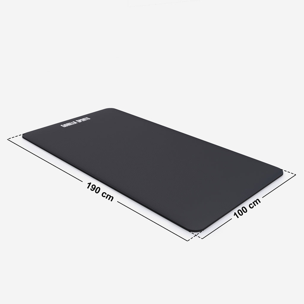 Jumppamatto Kantohihnalla, Ihoystävällinen, 190x100x1,5cm, Musta