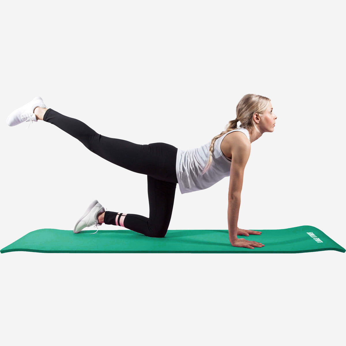 Jumppamatto Kantohihnalla, Ihoystävällinen, 190x100x1,5cm, Vihreä