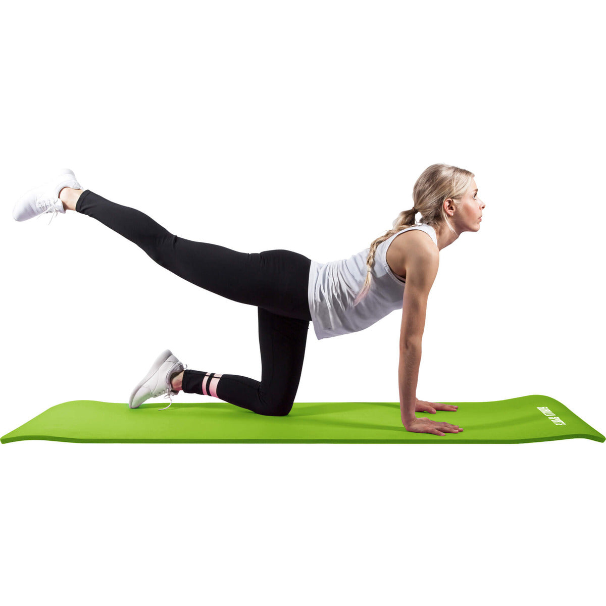 Jumppamatto Kantohihnalla, Ihoystävällinen, 190x100x1,5cm, Limen vihreä