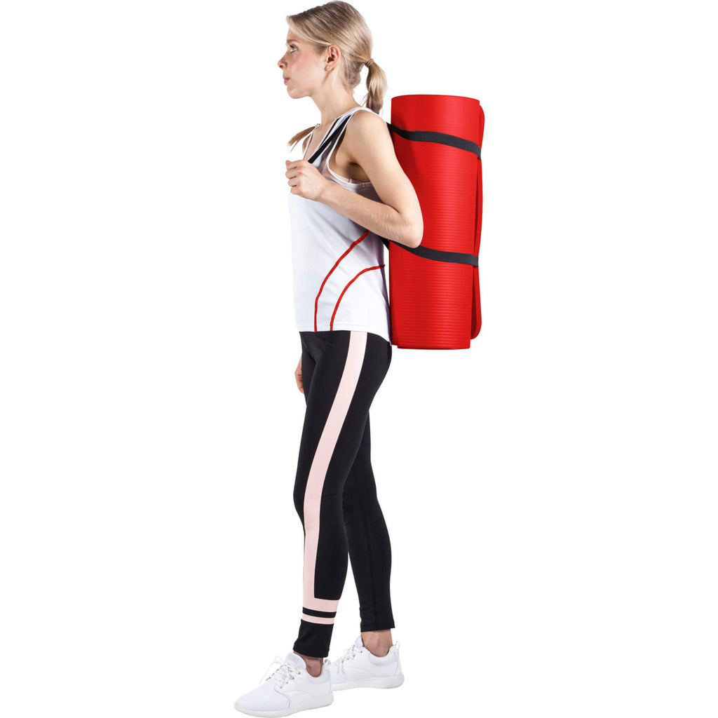 Jumppamatto Kantohihnalla, Ihoystävällinen, 190x100x1,5cm, Punainen