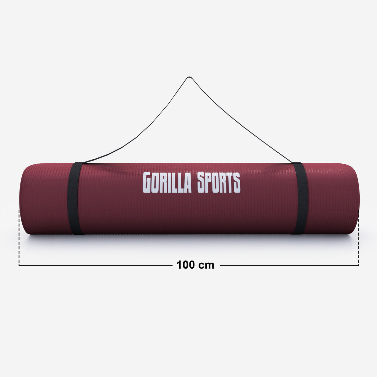 Jumppamatto Kantohihnalla, Ihoystävällinen, 190x100x1,5cm, Viininpunainen