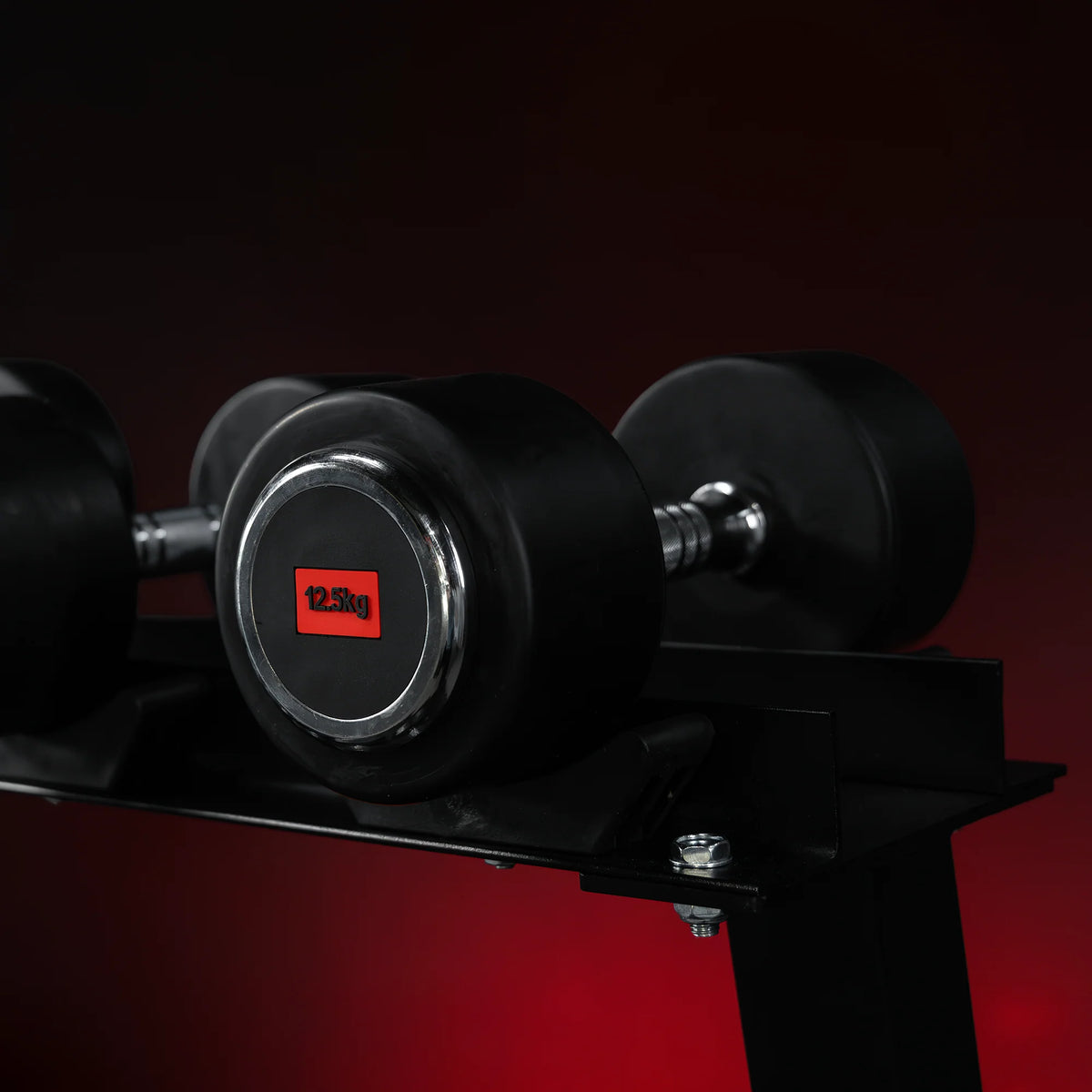 Käsipainoteline 10 parille, 2 tasoa, musta