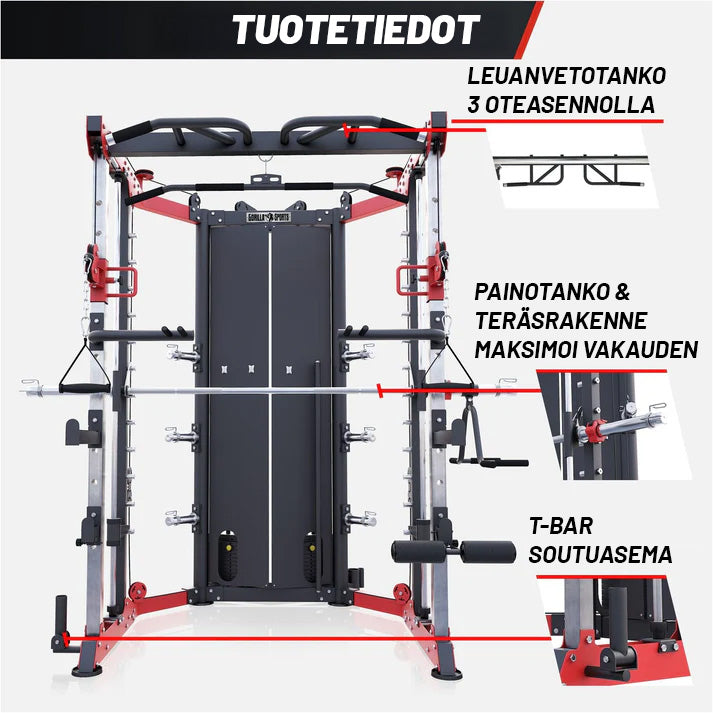 Monipuolinen Smith-Laite Painotorneilla / Kuntokeskus Ø 50/51mm Levypainoille, Max. 200kg
