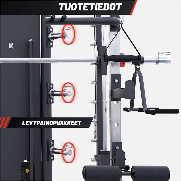 Monipuolinen Smith-Laite Painotorneilla / Kuntokeskus Ø 50/51mm Levypainoille, Max. 200kg