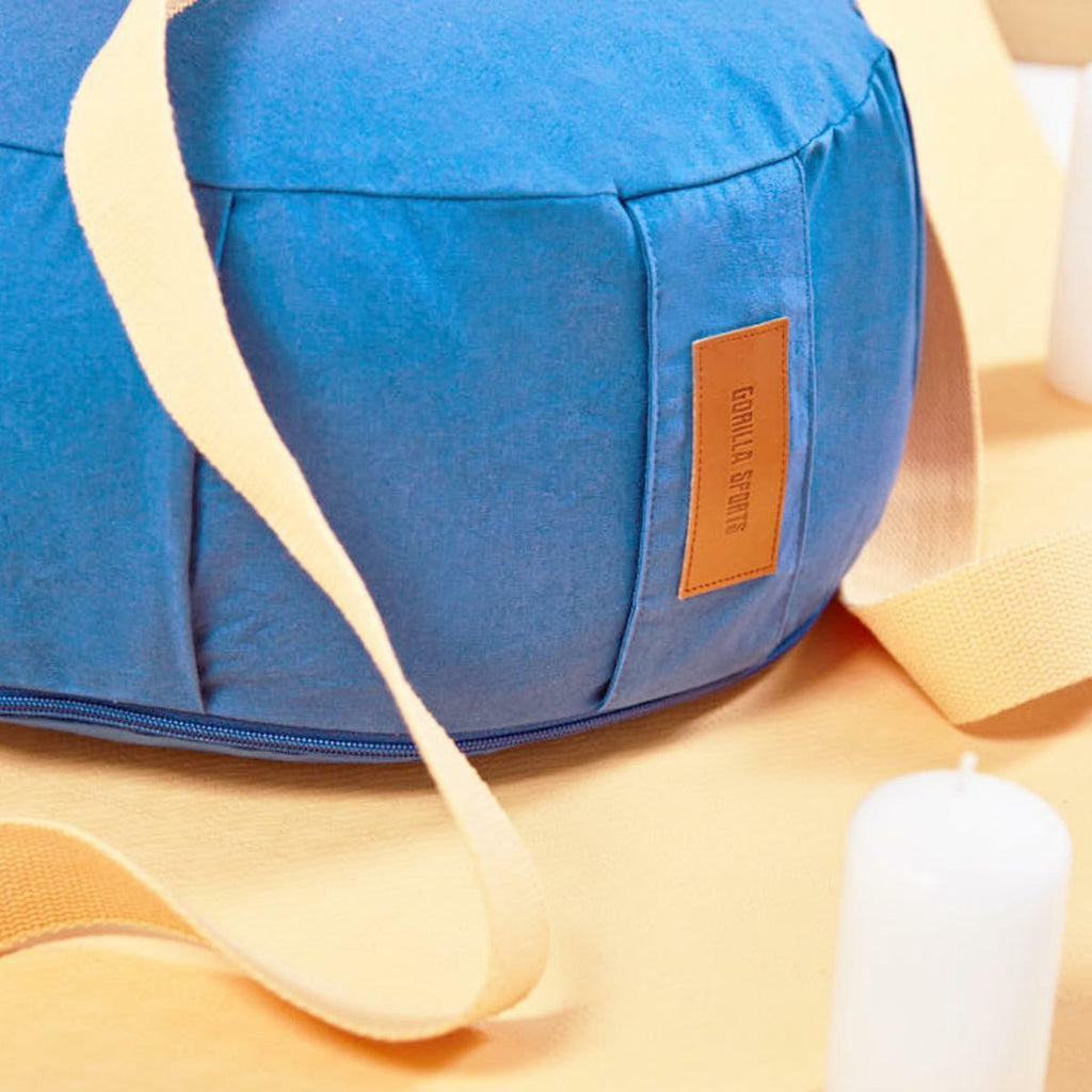 Joogatyyny, Puuvilla, Sininen, 34x18cm