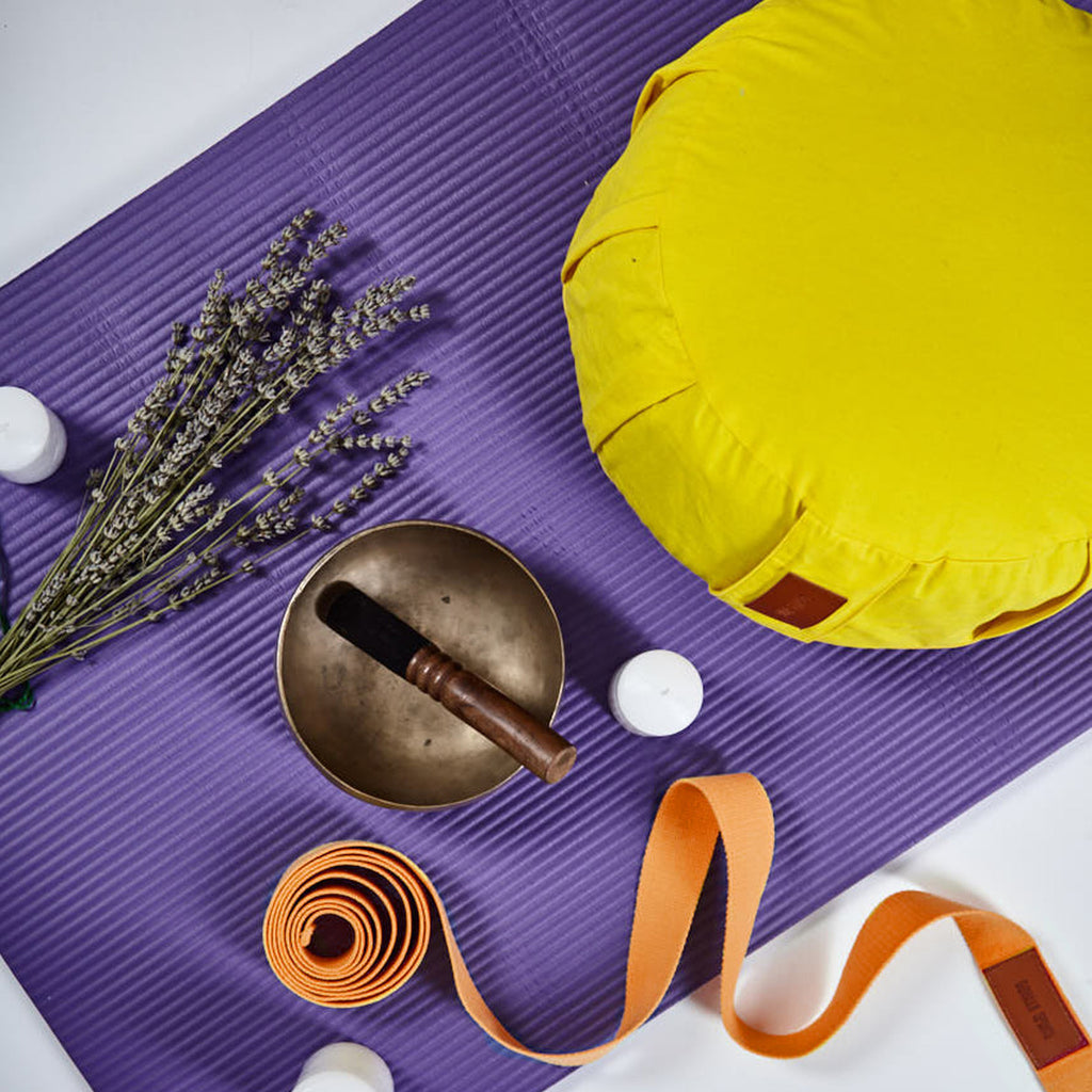 Joogatyyny, Puuvilla, Keltainen, 34x18cm