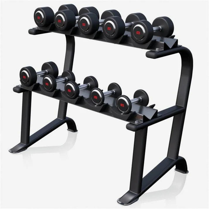 Kiinteät käsipainot ja 2-tasoinen käsipainoteline, 90 kg, max. 250 kg, harmaa