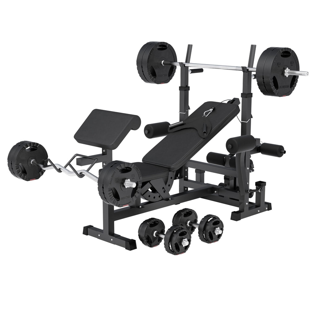 Voima-asema ja 100 kg muovipinnoitettu levysarja