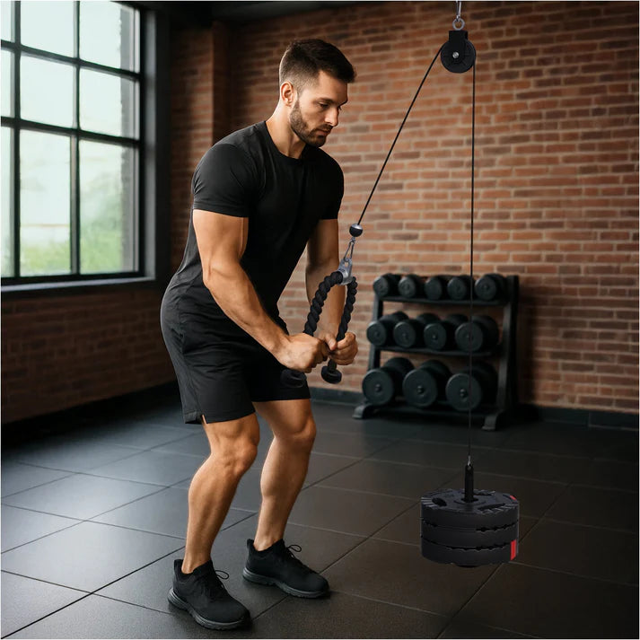 Taljasetti Kotiin Ojentajaköydellä, Levypainokuormitteinen, Ripustettava, Max 150 kg