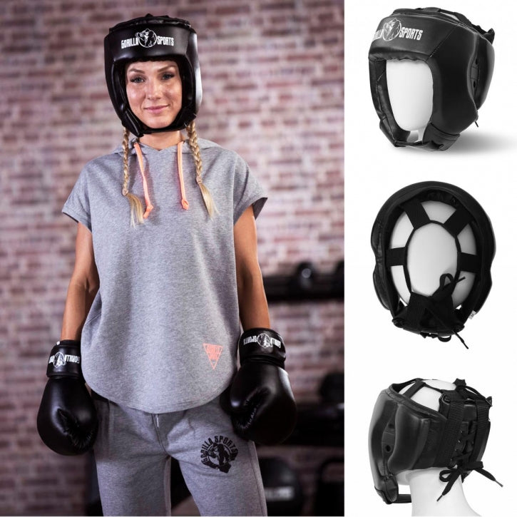 Nyrkkeilykypärä S-L, Musta, Nahka