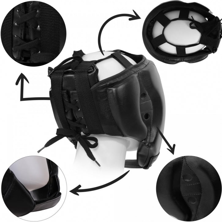 Nyrkkeilykypärä S-L, Musta, Nahka