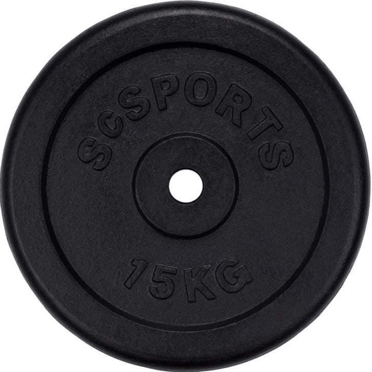 ScSPORTS Levypainot 2x15kg, 30mm Rautaiset Levypainot, Musta