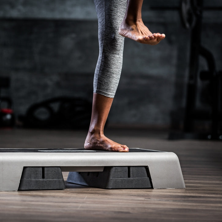 Steppilauta L, Korkeussäädettävä, Harmaa/Musta, 95x38x15cm